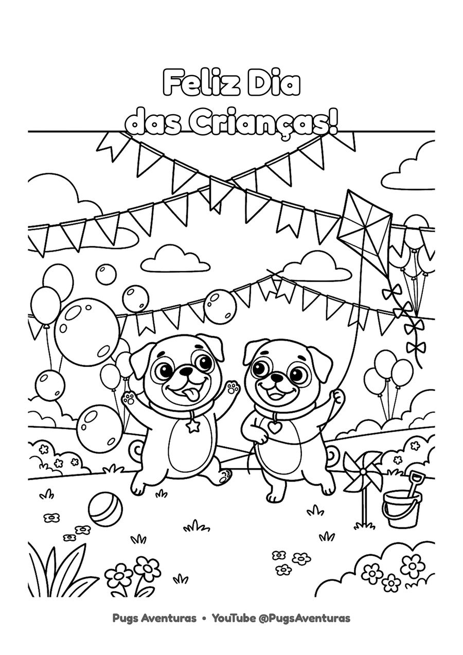 Prévia do desenho para colorir do Dia das Crianças